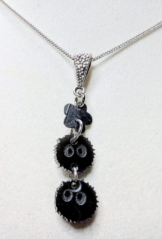 Soot Sprite Necklace, Upcycled Bicycle Innertube, Ghibli Fan Gift