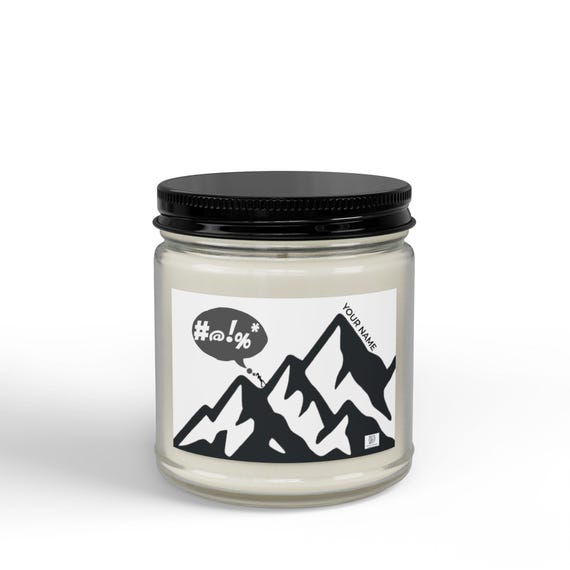 Funny Cussing Woman Trail Runner on Mountain | Eco Friendly Soy Candle 4oz |  Running Gift Basket Ideas