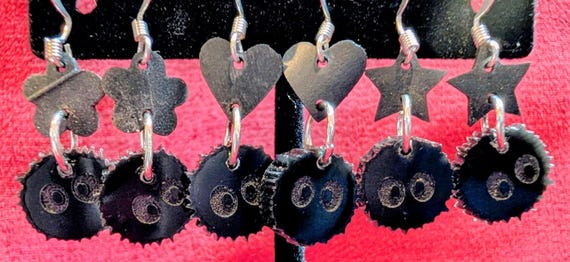 My Neighbor Totoro, Spirited Away, Soot Sprite, Susuwatari, Upcycled Bicycle Innertube Resin Earrings, Handmade