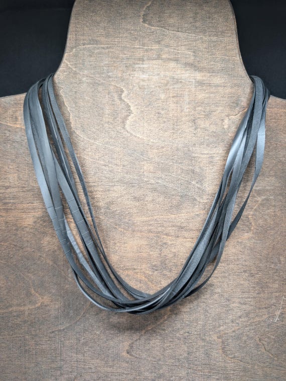 Upcycled Bicycle Innertube Draping Necklace, unique gift and conversation starter. Simple yet elegant especially for cyclists & triathletes.