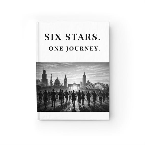 Blank Marathon Majors Journal | Six Star Finisher Gift | Personalized Runner Sketchbook | Hardcover Drawing Notebook | Keepsake Gift
