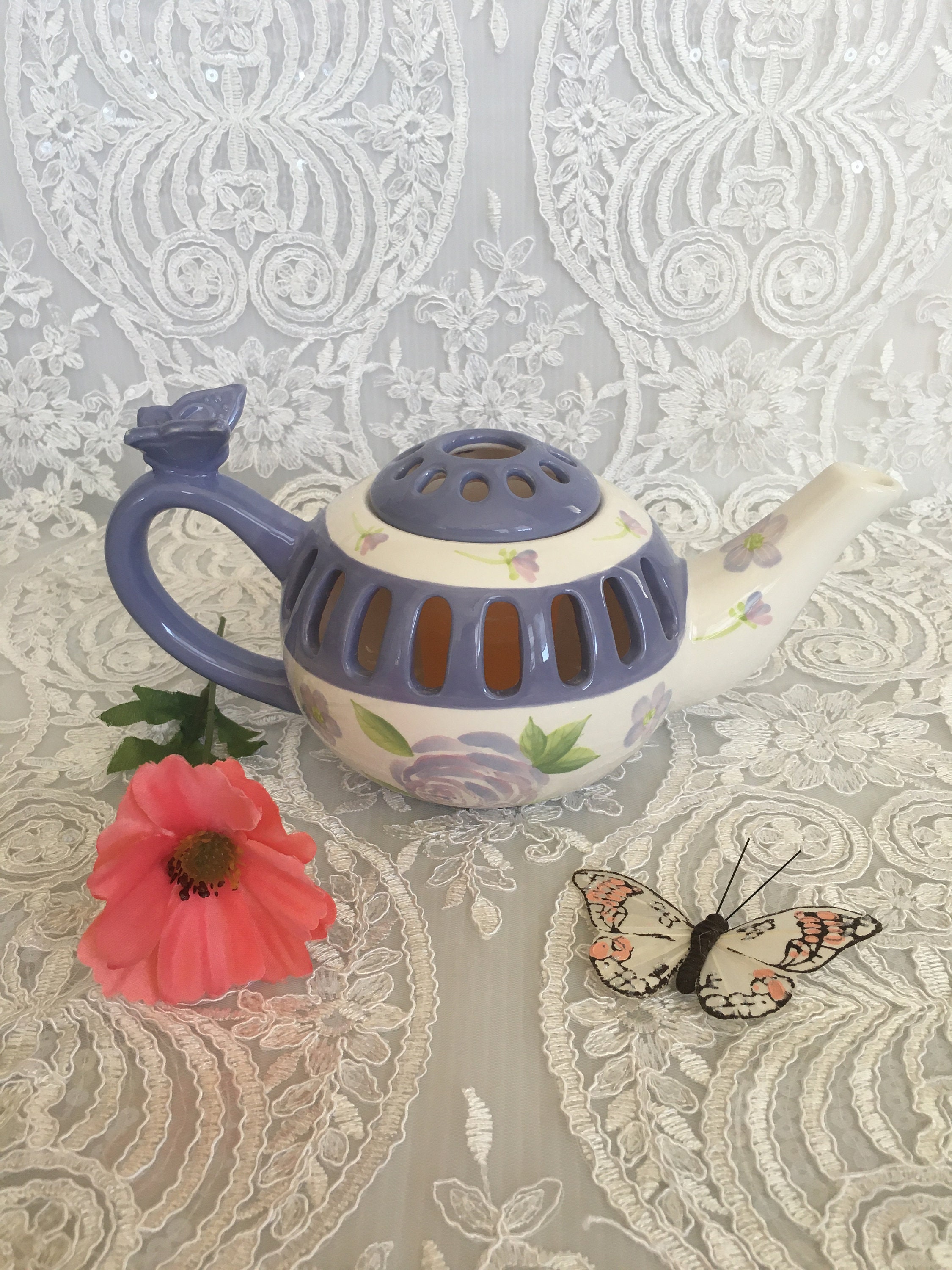 Candle Holder Flower Teapot Boho Decor Kitchen Candle Etsy Hong Kong