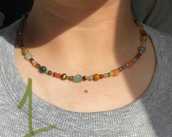 semi precious stone beaded NECKLACE, hippie JEWELLERY, hippie necklace, jewellery, hippie, BOHEMIAN jewellery