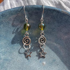 SPIRAL STAR Earrings, Hippie Earrings, Bohemian Jewellery, Hippie Jewellery, Handmade Earrings, Handmade Jewellery, Gemstones
