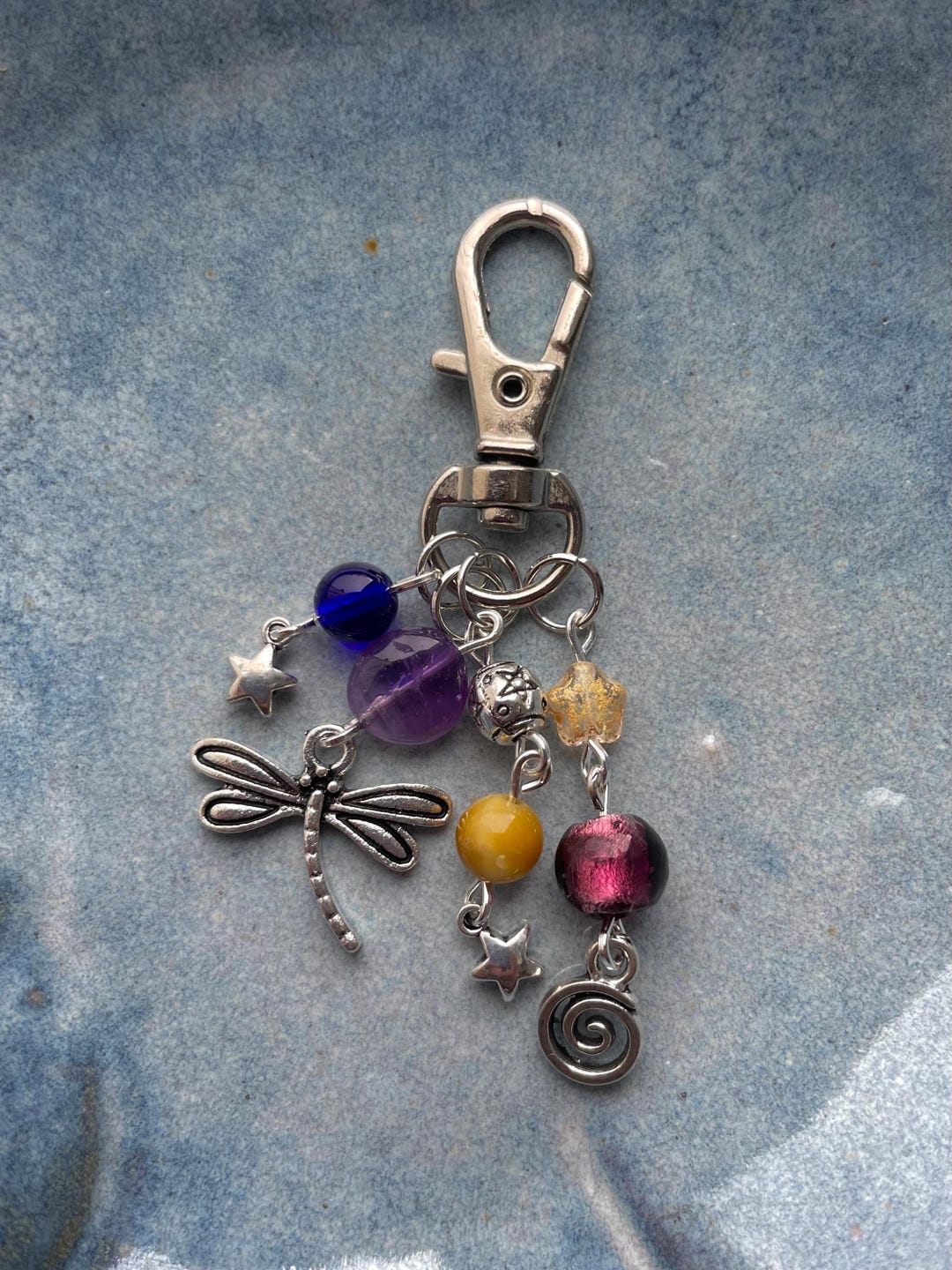 CORALINE INSPIRED KEYRING, Handmade Keyrings, Key Rings, Semi Precious ...