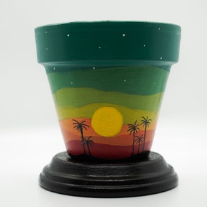 4 inch Plant Pot, Plant Pot with Drainage Hole, 4&quot; inch Terracotta Planter - Coastal Sunset with complimentary tray,