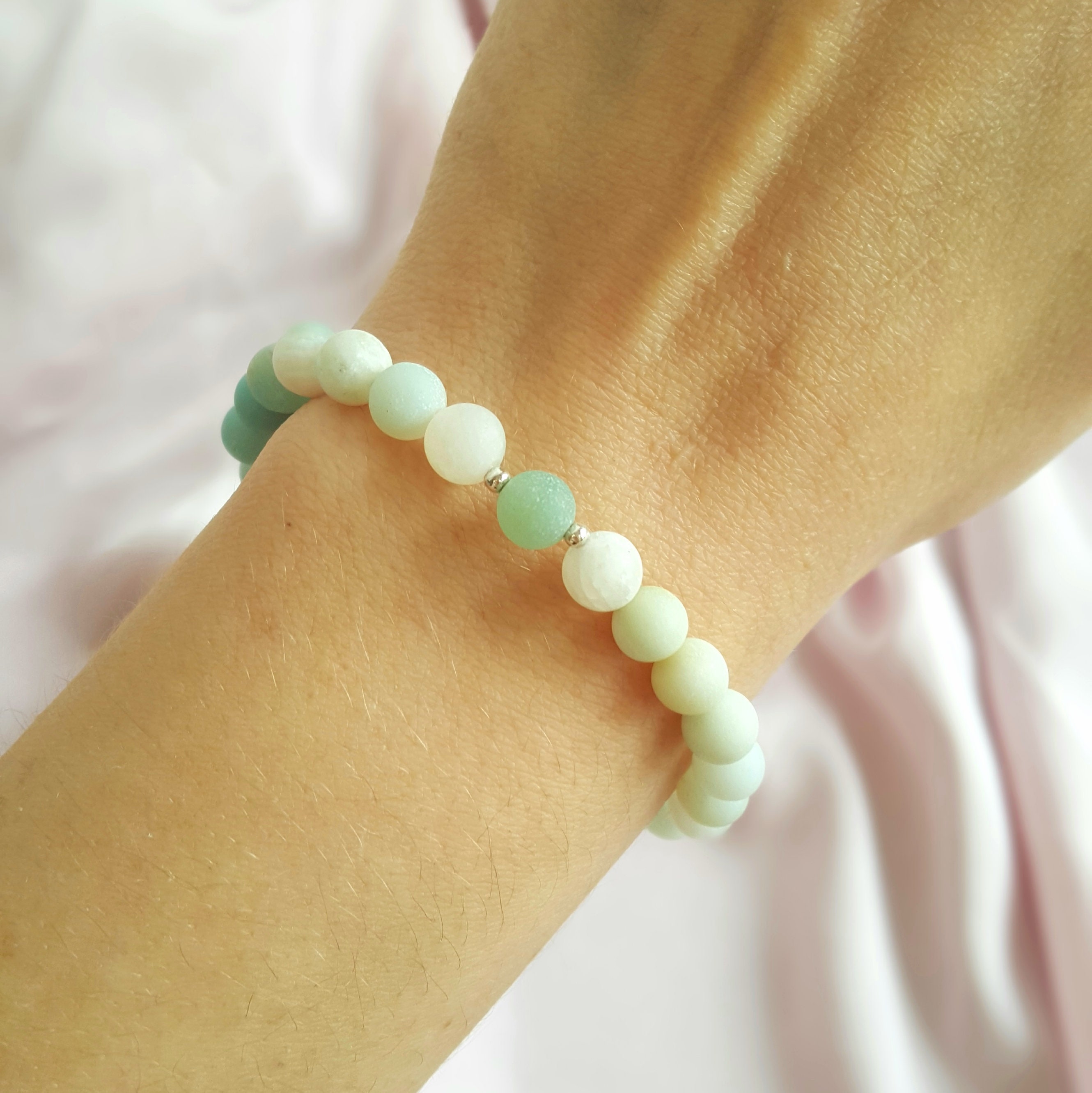 Natürliche matte Amazonit Armband mit 925 Silber Etsy