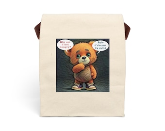 Funny Teddy Bear Canvas Lunch Bag: Insulated Reusable Tote