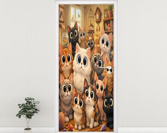Cat Lovers' Door or Wall PVC Mural Sticker