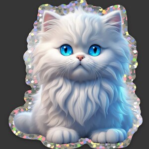 Pegatina con purpurina Cat Lover de 2,6 x 3 pulgadas (67 x 75 mm)