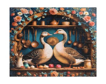 Goose and Gander Jigsaw Puzzle: Country Kitchen Scene