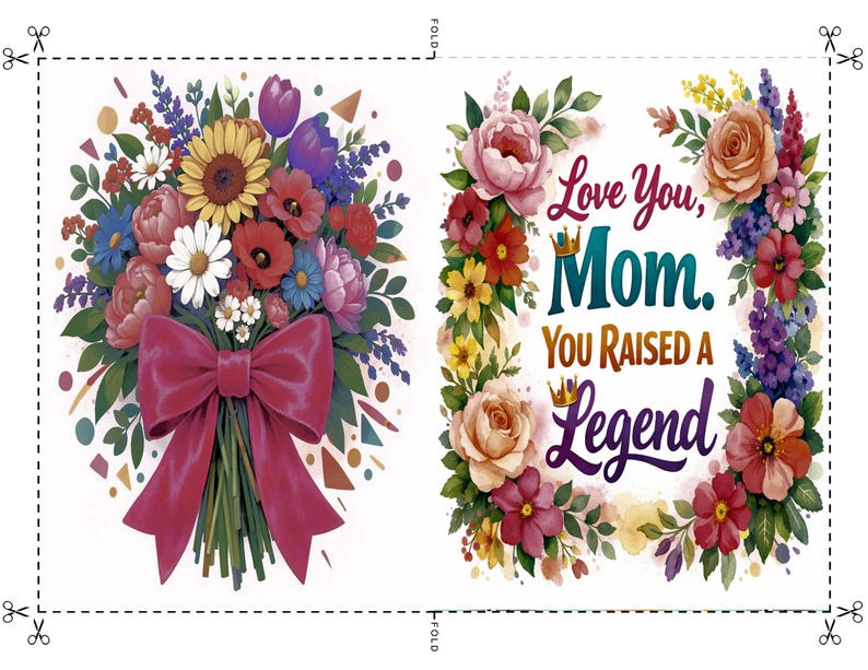 Floral Love You Mom Printable Card - Etsy