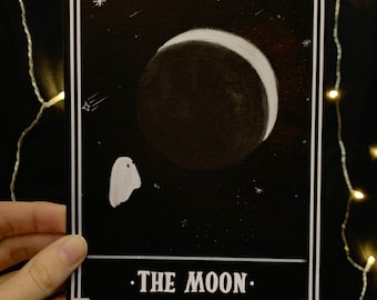 The Moon Tarot Card Ghost Print | Witchy Astrology Artwork | Zodiac Gift | Celestial Art