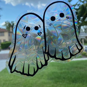 Ghost Suncatcher Window Cling | Spooky Halloween Window Decal Sticker | Rainbow Making Window Prism | Witchy Home Decor | Spooky Cute Gifts