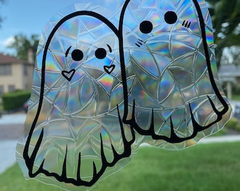 Ghost Suncatcher Window Cling | Spooky Halloween Window Decal Sticker | Rainbow Making Window Prism | Witchy Home Decor | Spooky Cute Gifts