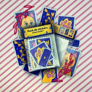 Pack of 4 stickers - starry cat (one holographic)