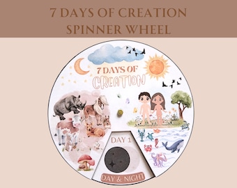 7 días de creación Rueda giratoria Actividad de artesanía bíblica para niños Educación en el hogar Escuela dominical Lección cristiana Montessori Material de la iglesia ocupada