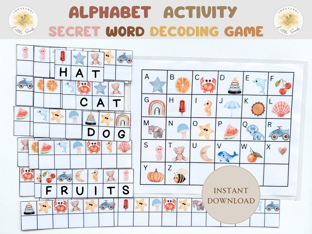 Alphabet Activity Reading and Writing Activity Secret Word Game ...