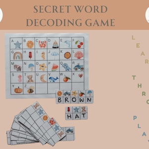 Actividad de lectura y escritura Juego de palabras secretas Decodificación de letras Educación en el hogar Lección interesante para niños Material de aprendizaje preescolar y jardín de infantes
