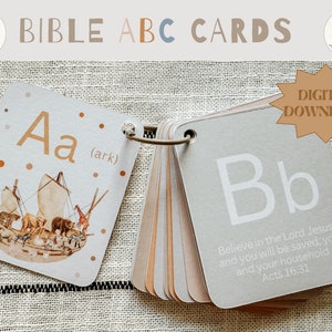 Bibel ABC Karteikarten Digitales Alphabet Set Karten A-Z Schrift Memory Verse Prek Kindergarten Homeschool Sonntagsschule