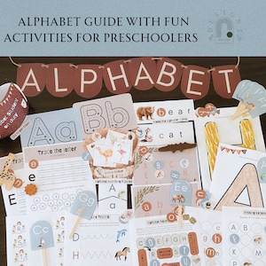 Alphabet for Preschoolers, Homeschool Printable, A-Z Animal Letters Study Unit Set with Fun Learning Activities Games for kids Prek Toddlers