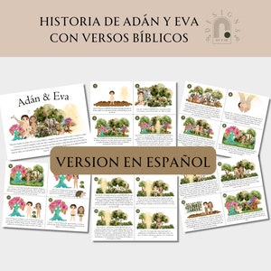 Adán y Eva Historia Completa Tarjetas Bíblicas para los Niños Lecciones Interactivas Escuela Dominical Homeschool Montessori