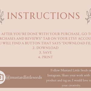 Pu&ograve; includere: Istruzioni per scaricare e stampare file digitali. Dopo aver effettuato l'acquisto, vai alla scheda "Acquisti e recensioni" sul tuo account Etsy. Troverai un pulsante che dice "Scarica i file". Scarica, salva e stampa. Segui Mustard Little Seeds su Instagram e condividi il tuo lavoro con questo prodotto e taggaci. Ci piacerebbe vedere la tua creativit&agrave;.