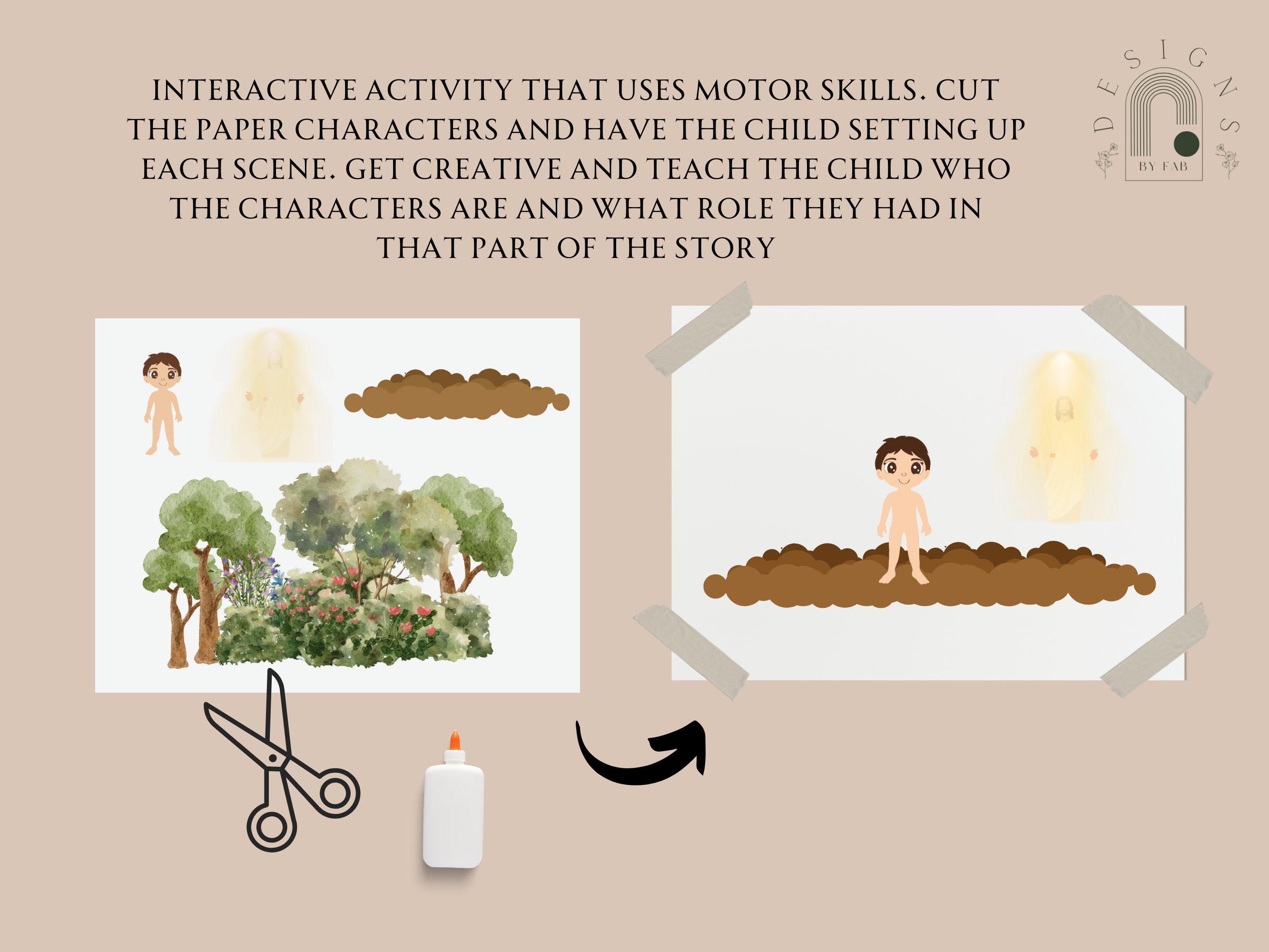 Paper Doll Set of Adam and Eve Printable Game Lesson Complete Bible