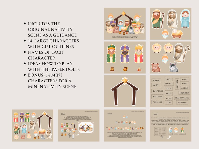 Nativity Paper Dolls Printable Game Birth Story of Jesus Bible Story ...