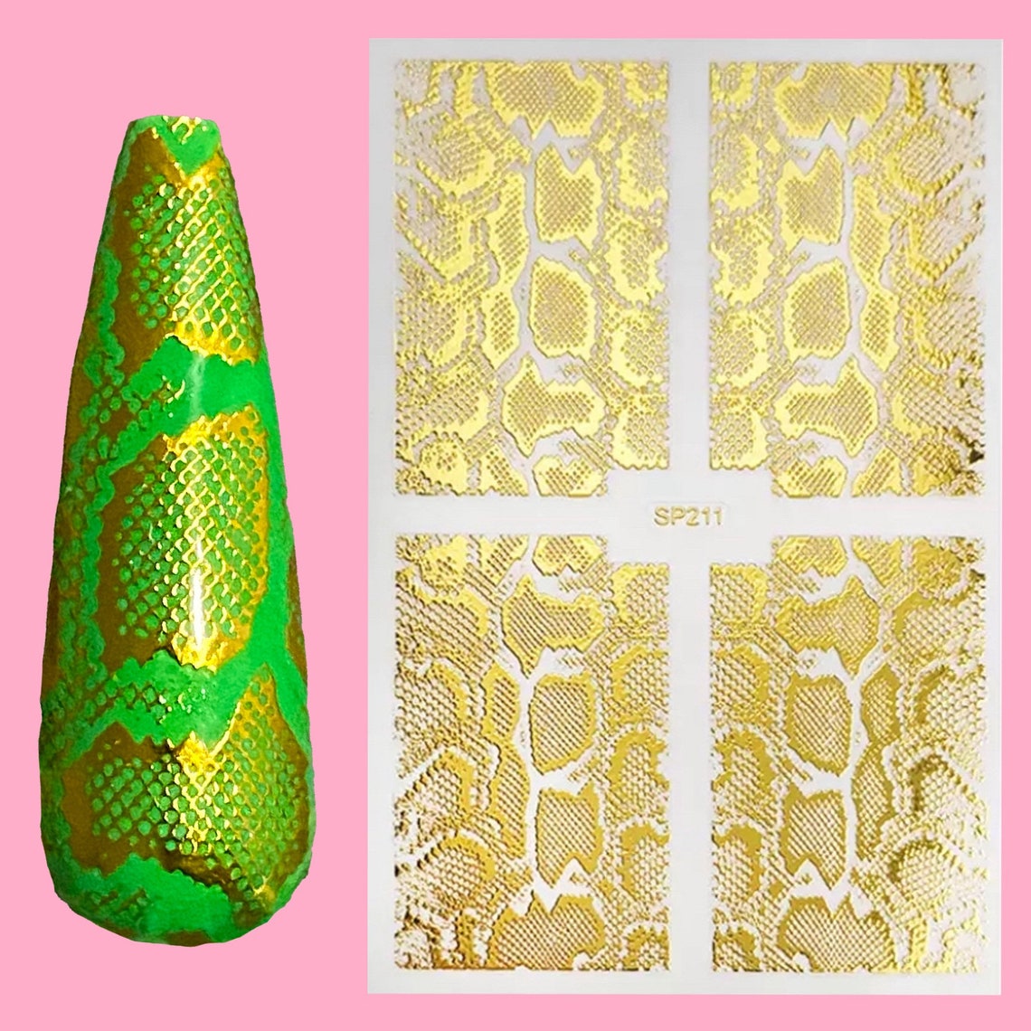 Gold Snake Nail Decals Nail Decallogo Nail Stickers Etsy