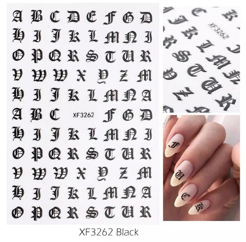 Alphabet Symbols Nail Decals Transfers Decal Nail Art Stickers Etsy