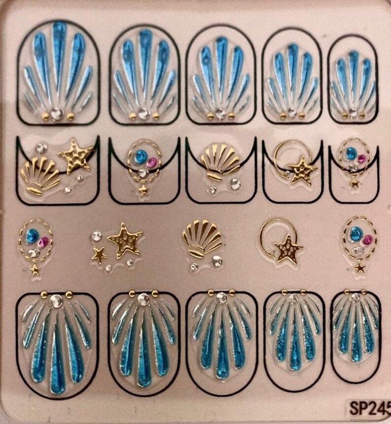 Nail Decals Mermaid Nail Decal Mermaid Nail Stickers Nail Etsy
