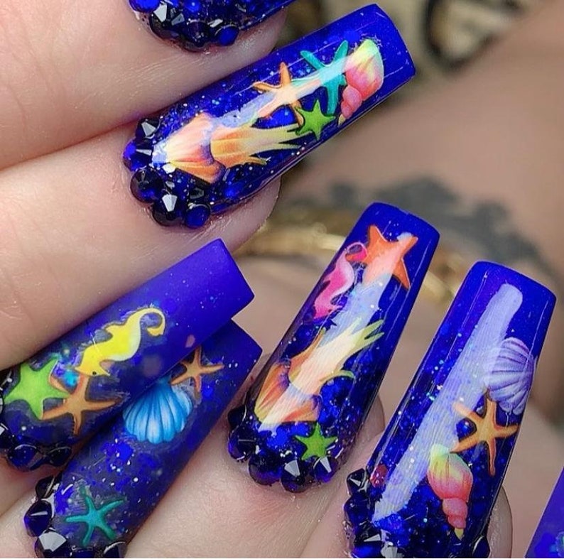 Nail Decals Mermaid Nail Decal Mermaid Nail Stickers Nail Etsy