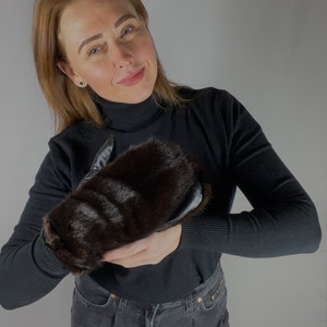 Dunkle Farbe Schöne Handschuhe | Warme Winter Handschuhe aus Naturleder und Nerz