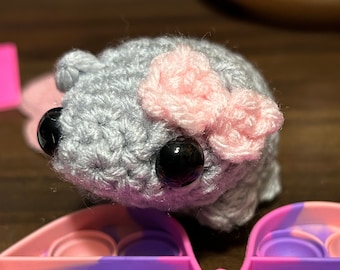 Crochet Coquette sad hamster meme Plush | Amigurumi Hamster | Viral Tiktok Meme | Cute Tiny Hamster Plush with Bow