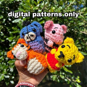 DIGITAL PATTERN Winnie the Pooh 4-in-1 Crochet PDF , Winnie, Piglet, Tigger, Eeyore