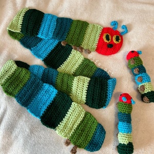 Crochet Very Hungry Caterpillar Scarf and Plush | Handmade Amigurumi Caterpillar | Handmade Scarf | Made to Order