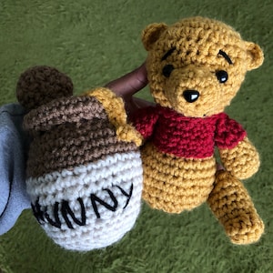 Crochet Winnie the Pooh and Honey Pot - Made To Order | Handmade Amigurumi Bear Gift