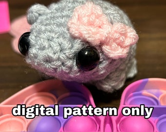 DIGITAL PATTERN: Low Sew Crochet Coquette hamster Pattern | Sad Hamster Amigurumi PDF | Viral Tiktok Meme | Cute Tiny Hamster Plush with Bo