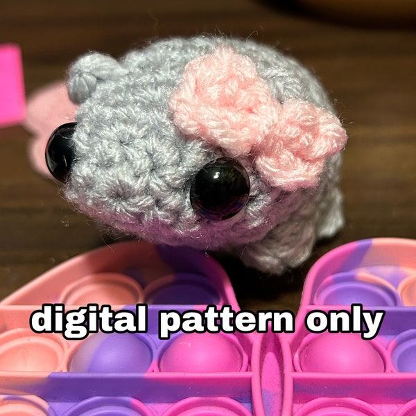 DIGITALES Muster: Niedrige Sew Crochet Coquette Hamster Muster | Trauriger Hamster Amigurumi PDF | Viral Tiktok Meme | Niedlicher kleiner Hamster Plüsch mit Bo