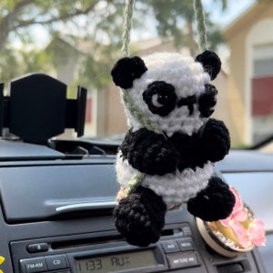 Swinging Panda | Crochet Animal Car Accessory