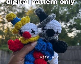 PATRÓN DIGITAL Payaso rizado / Dos opciones de sombrero / Payaso de circo de peluche con extremidades en espiral / Peluche larguirucho amigurumi / Muñeco bufón de crochet