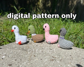 DIGITAAL PATROON Pocket Birds 4-in-1 Low-Sew Bird PDF |  Gans, wilde eendeend, flamingo, duif