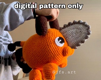 DIGITAL PATTERN Orange Chainsaw Devil Dog Crochet Character PDF