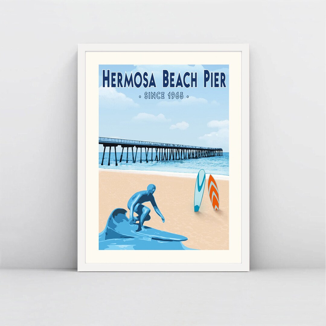 Hermosa Beach Pier Art Print – California Travel Poster - Etsy