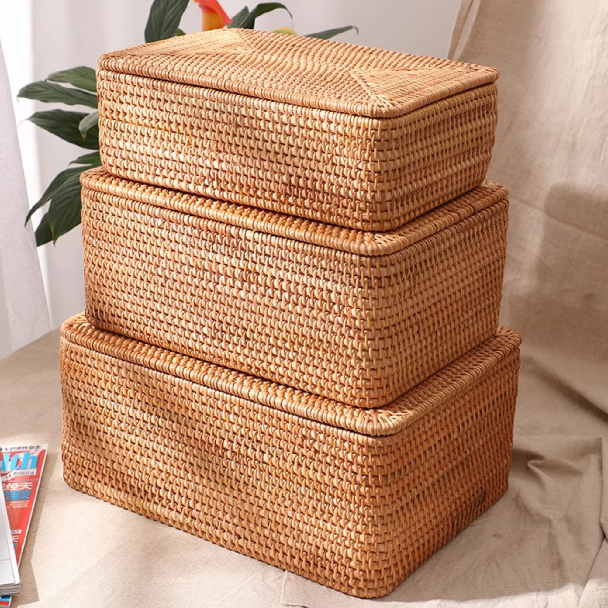 Wicker Basket With Lid Jane Birkin Basket Daisy L Christmas 