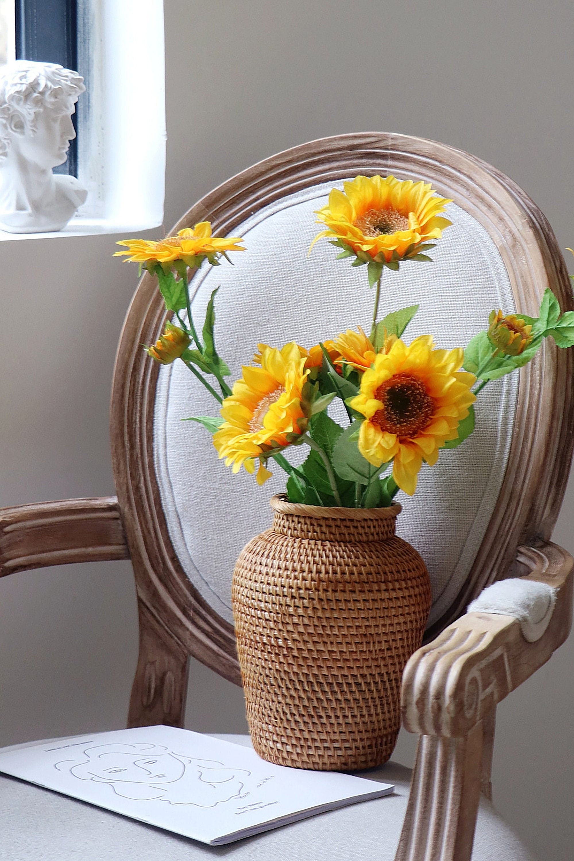Rustic Rattan Vase for Coffee Table Decoration Small Flower Etsy
