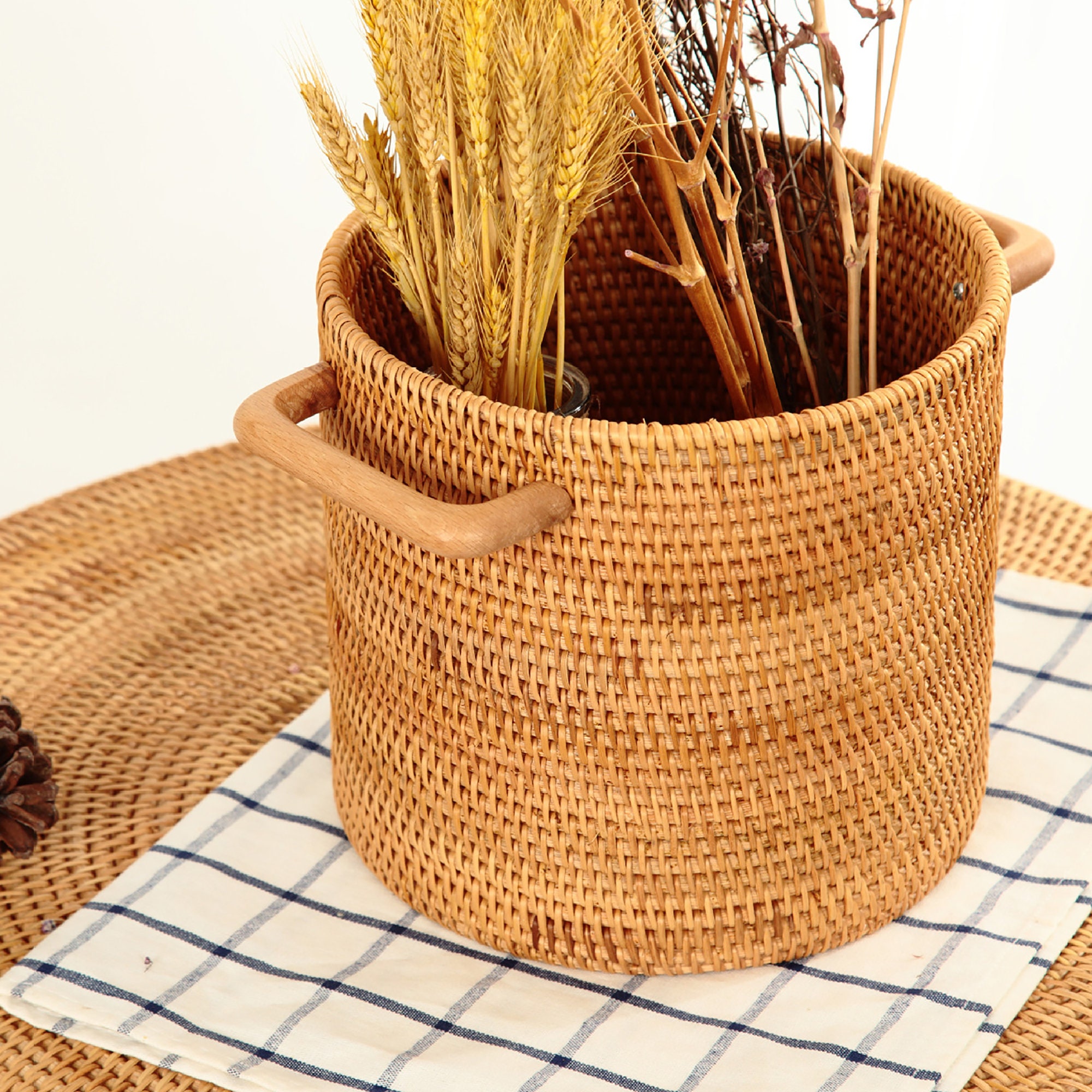 Wicker Fruits Basket with Handles for Home Storage Picnic Etsy