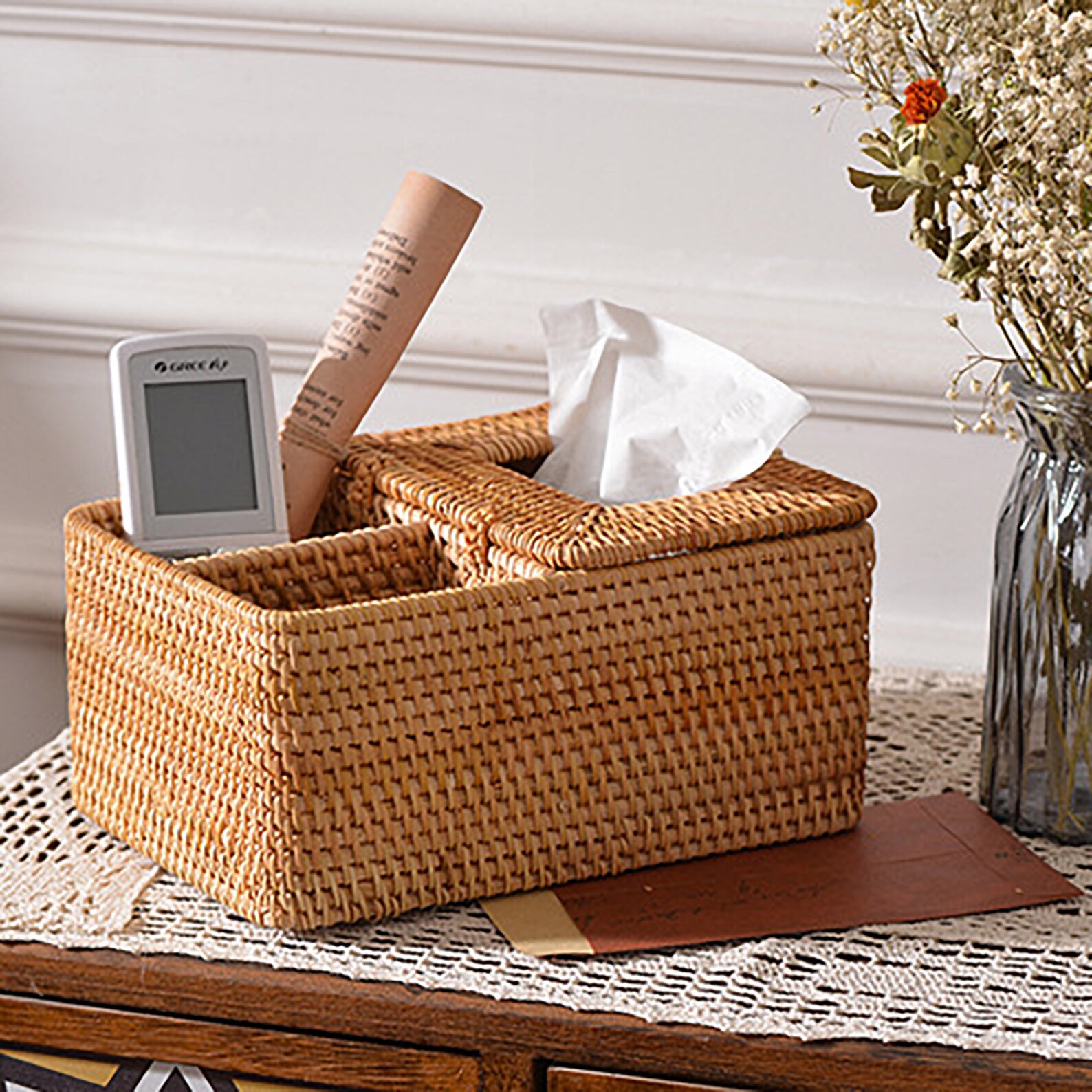 Wicker Basket for Table Top Multifunction Tissue Box Rattan Etsy