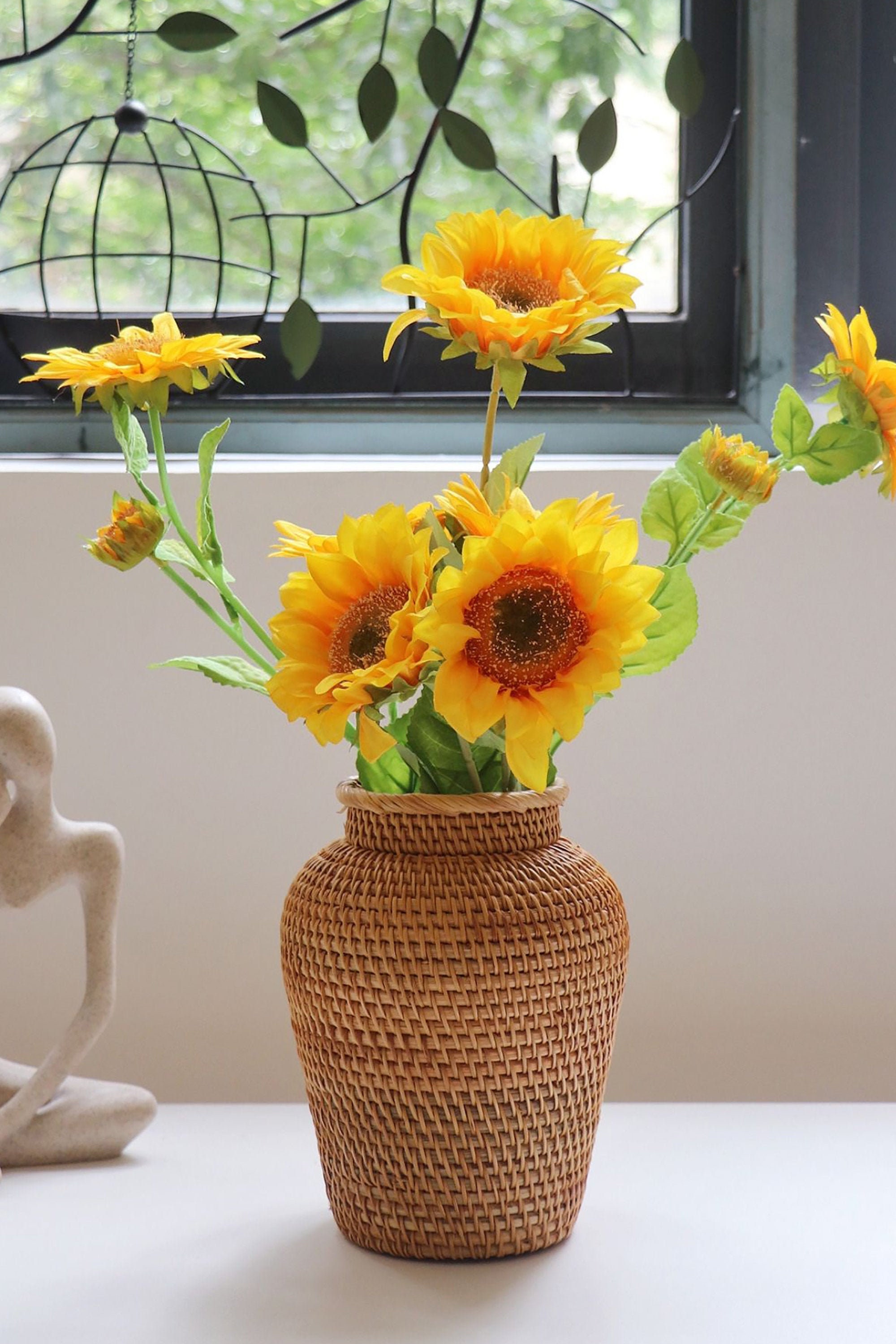 Rustic Rattan Vase for Coffee Table Decoration Small Flower Etsy